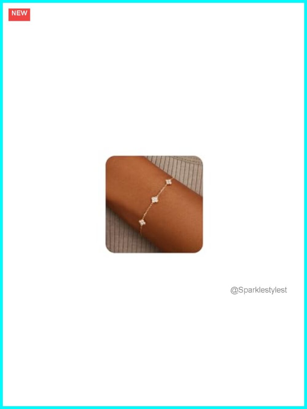 14K gold plated four leaf clover birthstone bracelet dainty stackable